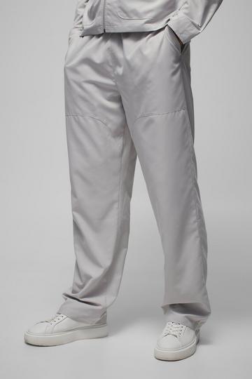 Relaxed Fit Panel Detail Elasticated Waist Nylon Trouser light grey