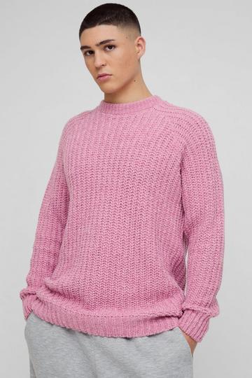 Oversized Raglan Detail Boucle Knit Jumper light pink