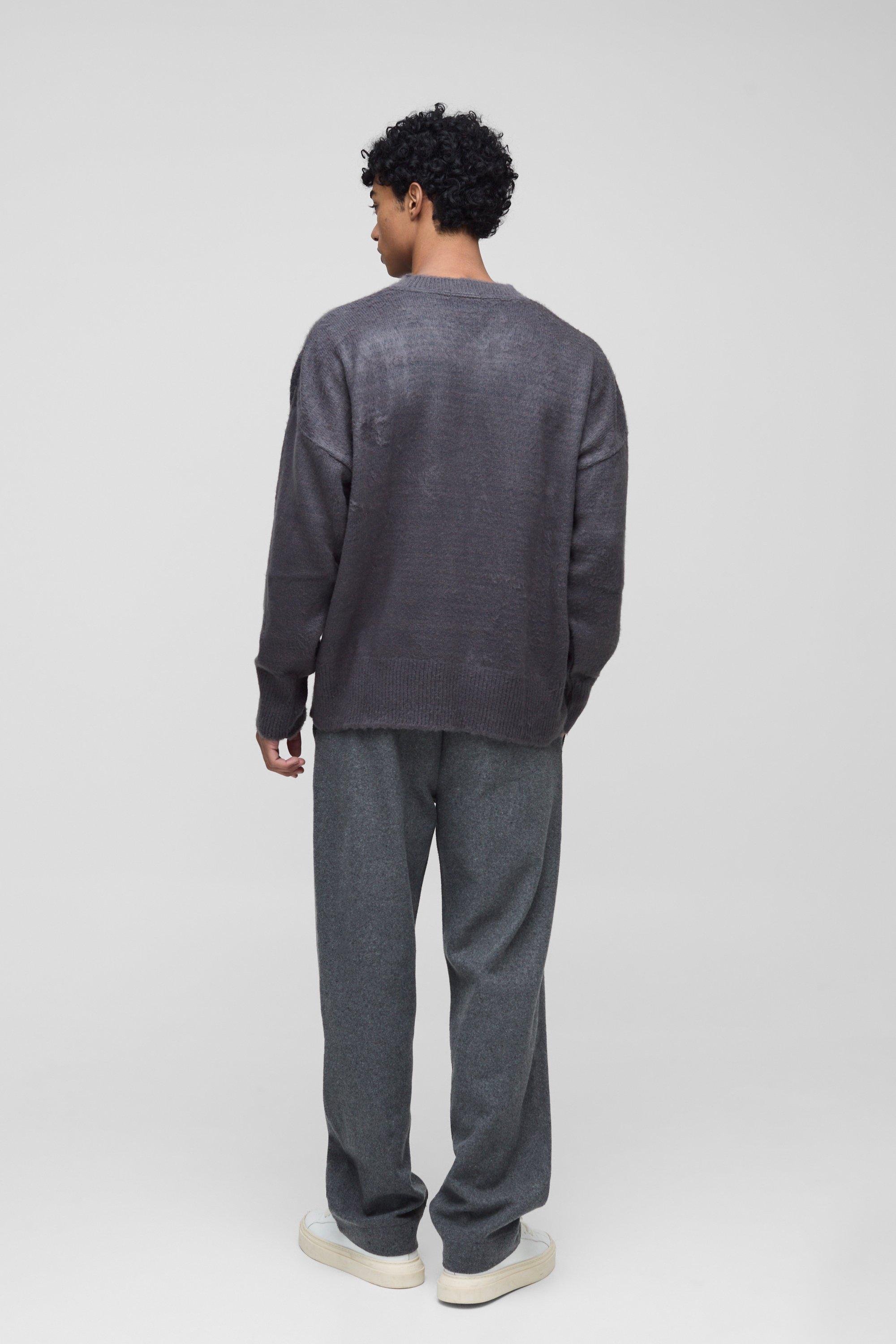 Oversized Dropped Shoulder Fluffy V Neck Knit Jumper