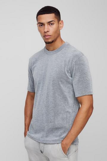 Grey Regular Fit Contrast Rib T-Shirt