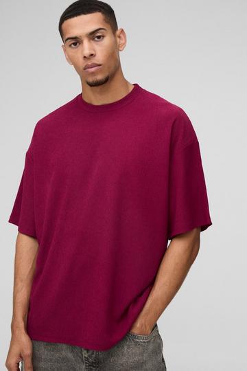 Oversized T-Shirt Met Textuur burgundy