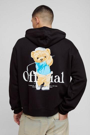 Oversized Boxy Teddy Graphic Hoodie black