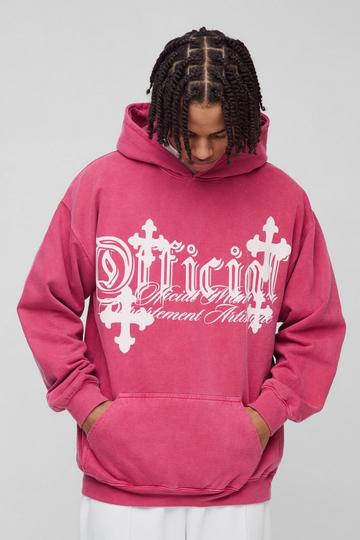 Red Oversized Cross Graphic Hoodie