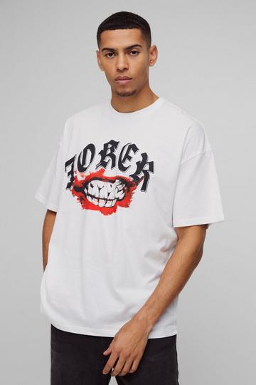 Oversized The Joker License Print T-Shirt white