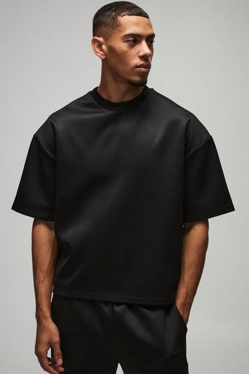 Oversized Boxy Extended Neck Scuba T-Shirt black