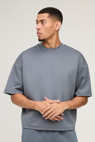 Oversized Boxy Extended Neck Scuba T-Shirt slate