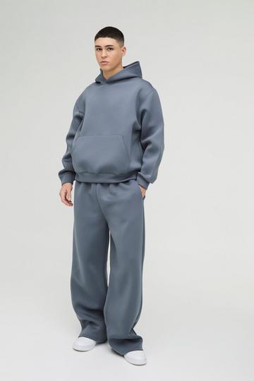 Oversized Boxy Bonded Scuba Hooded Tracksuit slate