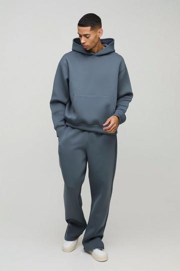 Oversized Boxy Bonded Scuba Split Hem Tracksuit slate