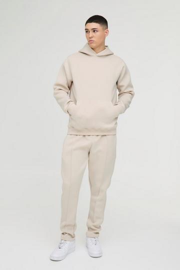 Stone Beige Bonded Scuba Hooded Tracksuit