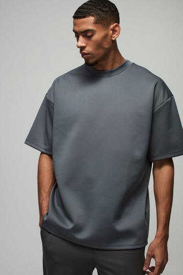 Oversized Extended Neck Scuba T-Shirt slate