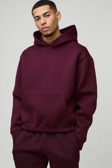 Oversized Boxy Bonded Scuba Hoodie burgundy