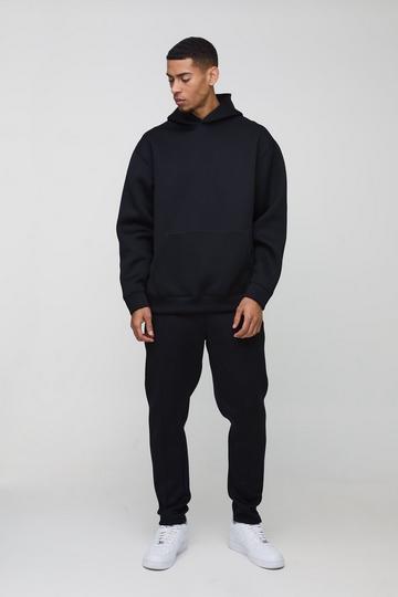 Oversized Bonded Scuba Hooded Tracksuit black