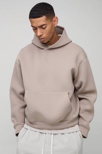 Oversized Boxy Bonded Scuba Hoodie taupe