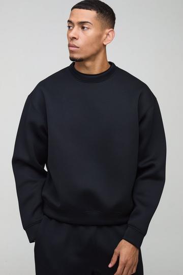 Black Oversized Boxy Bonded Scuba Sweatshirt