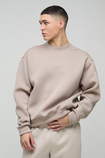 Oversized Boxy Bonded Scuba Sweatshirt taupe