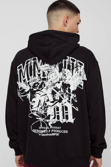 Black Oversized Renaissance Back Graphic Hoodie