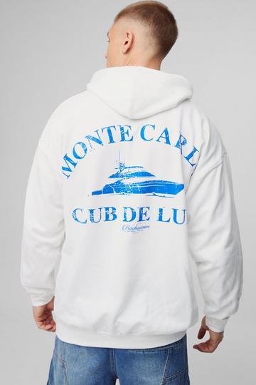 White Oversized Monaco Graphic Hoodie