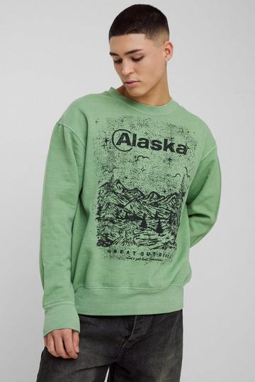 Washed Alaska Graphic Sweatshirt khaki