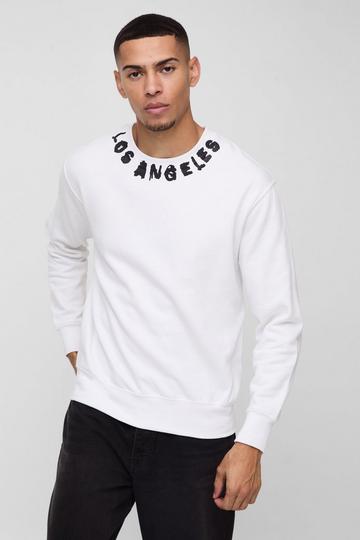 Los Angeles Neck Graphic Sweatshirt white