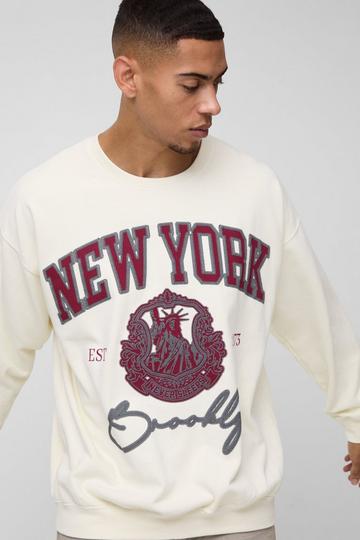 Ecru White Oversized New York Varsity Sweatshirt