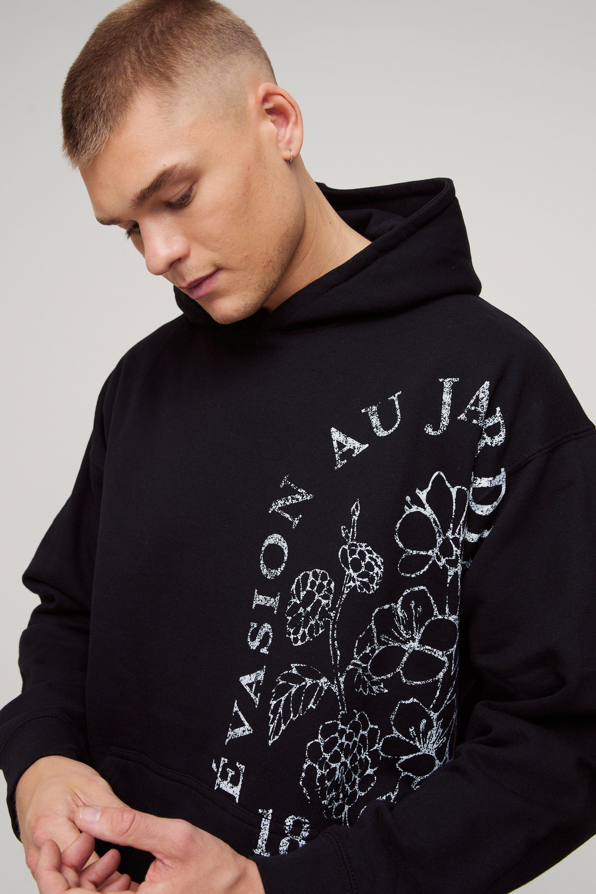 Black floral hoodie shop