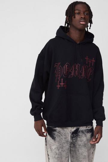 Oversized Homme Cross Graphic Hoodie black