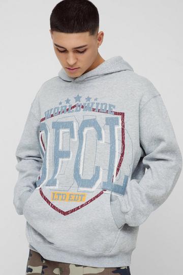 Oversized Homme Varsity Hoodie grey marl