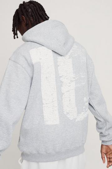 Oversized Puff Print 13 Varsity Graphic Hoodie grey marl