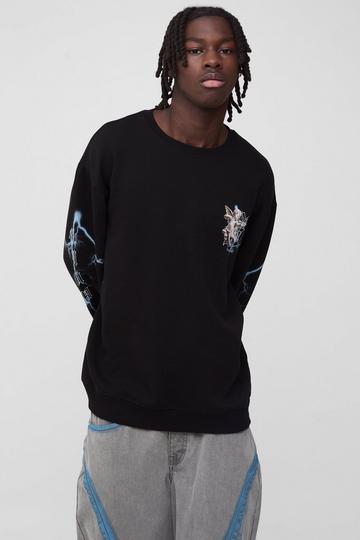 Oversized Renaissance Graphic Sweatshirt black