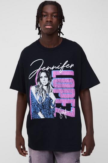 Oversized JLO License Print T-Shirt black