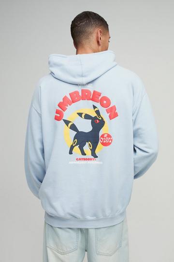 Charcoal Grey Oversized Wash Pokemon Umbreon License Print Hoodie