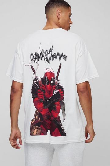 White Oversized Deadpool License Print T-Shirt