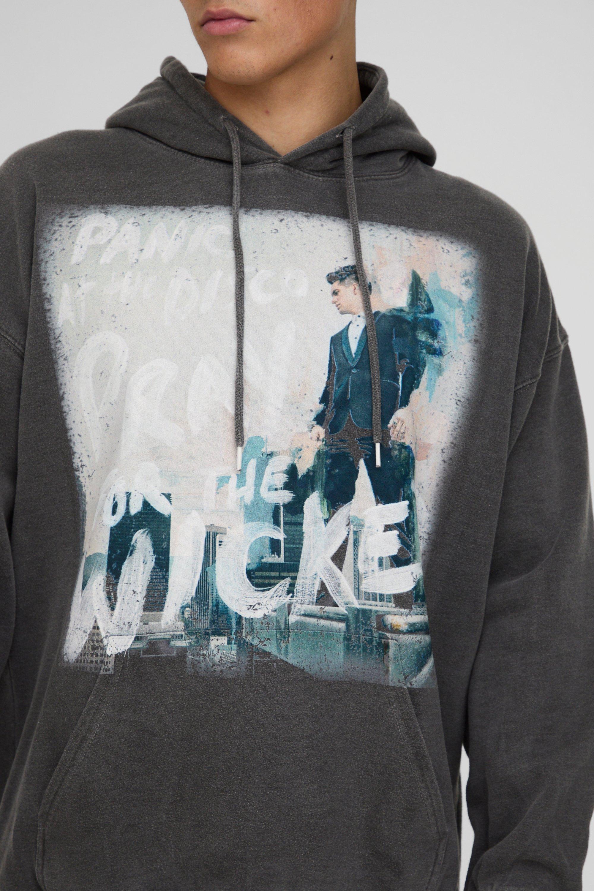 Oversized Wash Panic at the Disco License Print Hoodie