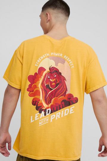 Yellow Oversized Wash Disney Lion King License Print T-Shirt