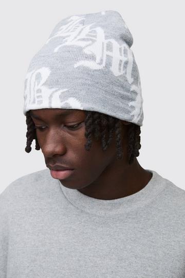 Gothic Logo Beanie In Grey grey