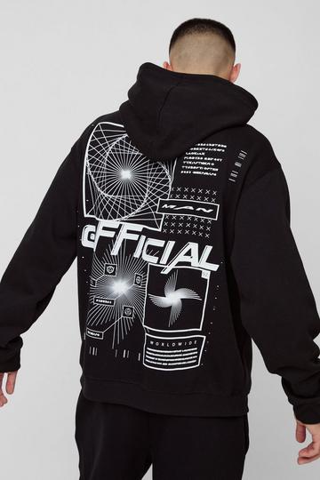 Oversized Official Abstract Graphic Hoodie black