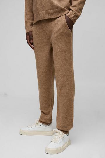 Regular Fit Cuffed Knit Joggers brown