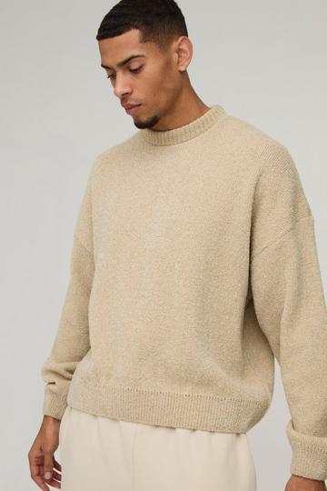 Boxy Boucle Knitted Sweatshirt ecru