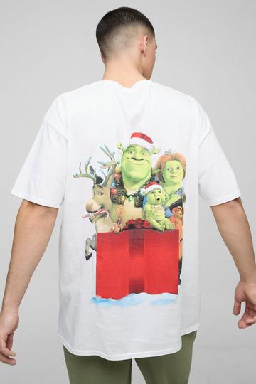 Oversized Shrek Christmas License Print T-Shirt white