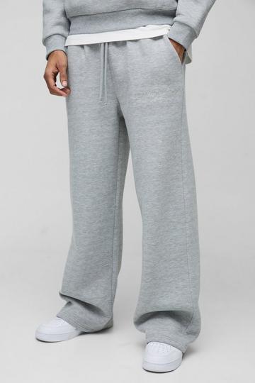 Wide Leg Worldwide Embossed Joggers grey marl