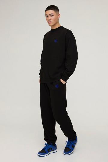 B Embroidered Sweat Tracksuit black