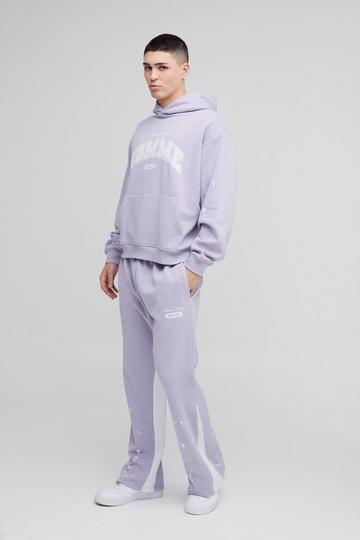 Oversized Boxy Paint Splatter Homme Gusset Tracksuit mauve