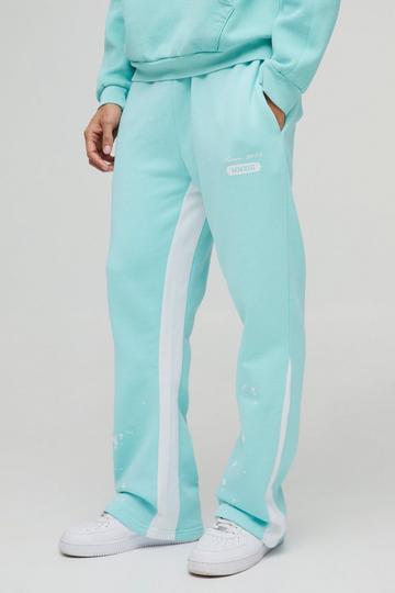 Regular Fit Paint Splatter Gusset Jogger aqua