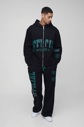 Oversized Official Raw Edge Applique Tracksuit black