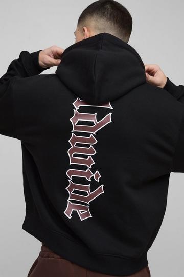 Black Oversized Boxy Large Scale Worldwide Hoodie