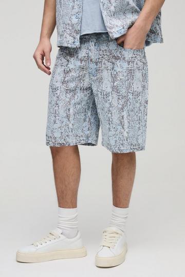 Blue Relaxed Fit Tapestry Short