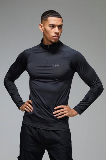 Man Active Muscle Fit Raglan 1/4 Zip black