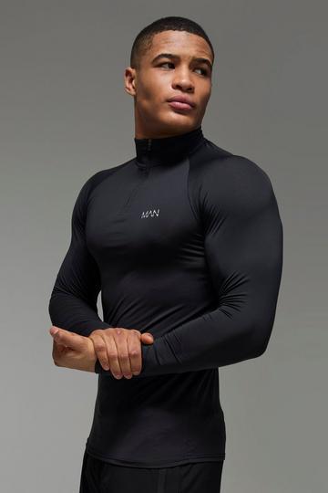 Man Active Muscle Fit Raglan 1/4 Zip black