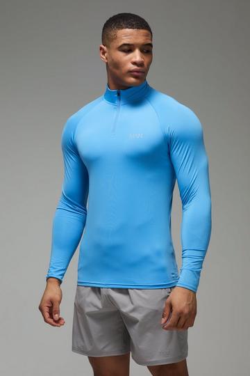 Man Active Muscle Fit Raglan 1/4 Zip blue