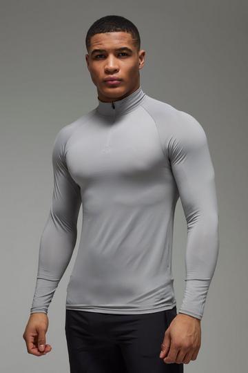 Man Active Muscle Fit Raglan 1/4 Zip light grey